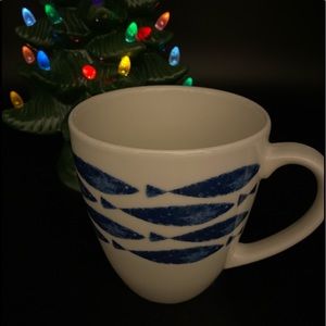 Blue & White Ceramic Mug, ‘Fishy Downstrea…